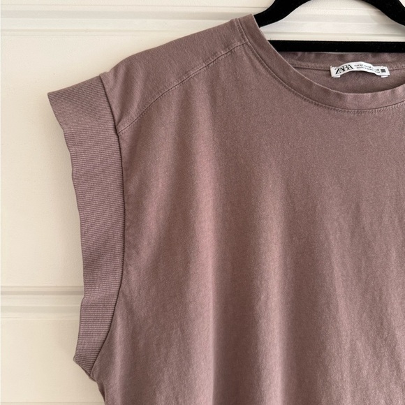 Zara Women’s Brown Muscle Tee Size Medium - Picture 2 of 4